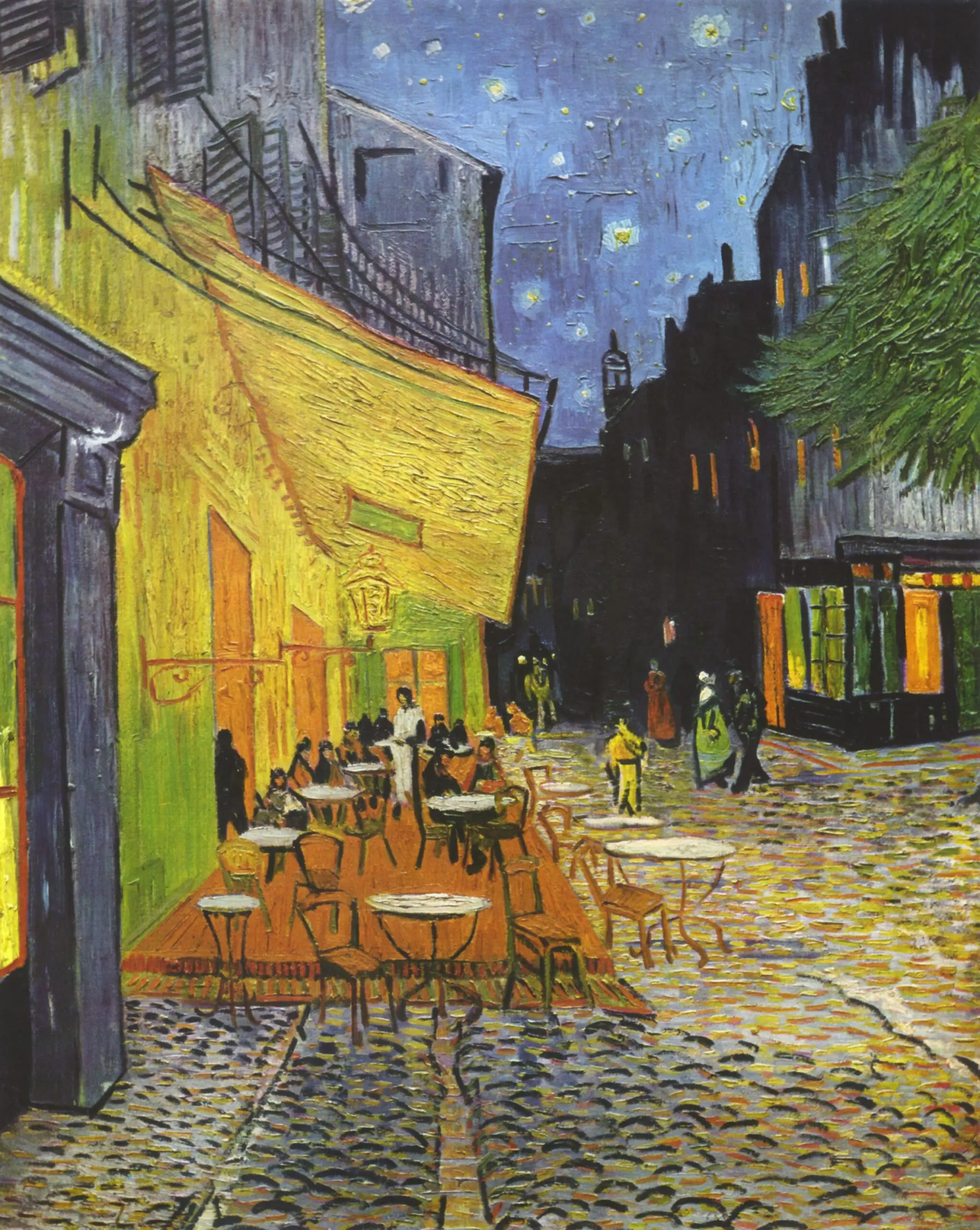 Art Van Gogh Cafe Terrace at Night France Arles wikimedia commons Avignon’s Papal Palace and fortified city walls overlooking the Rhône River beneath a clear blue sky in Provence, France.