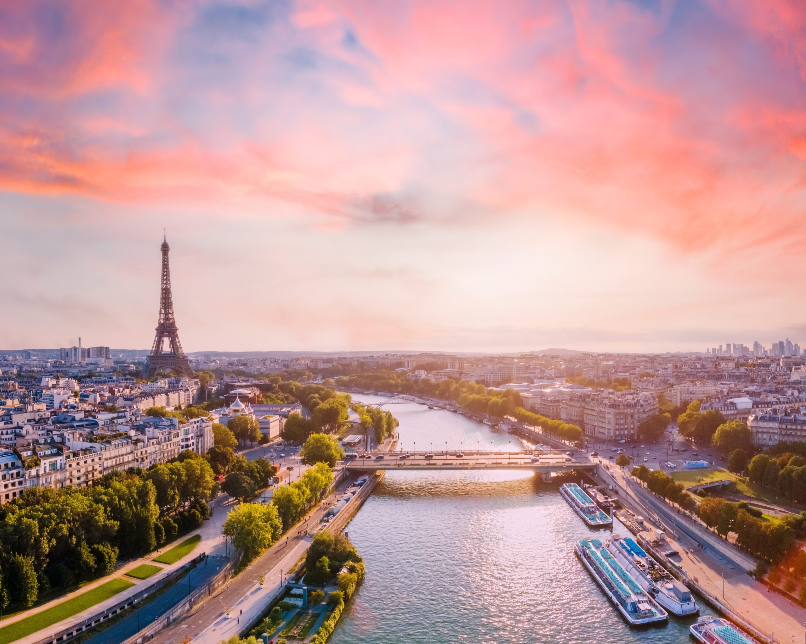 France Paris Aerial Seine Eiffel Tower AdobeStock_458613615